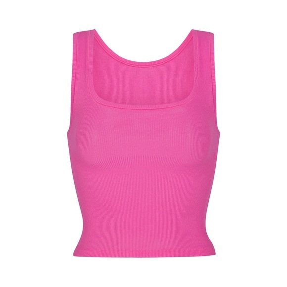 SKIMS Cotton Rib Tank | Bright Pink | Size M - Picture 4 of 9